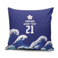 Japan Pacific Rugby Custom Pillow Cover Go Sakura Japanese Wave Pattern LT9 Blue - Polynesian Pride