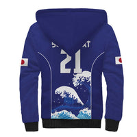 Japan Pacific Rugby Custom Sherpa Hoodie Go Sakura Japanese Wave Pattern