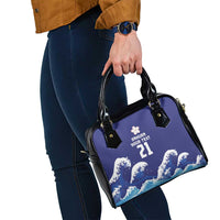Japan Pacific Rugby Custom Shoulder Handbag Go Sakura Japanese Wave Pattern
