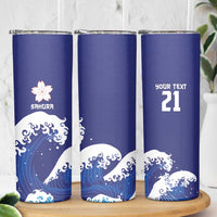 Japan Pacific Rugby Custom Skinny Tumbler Go Sakura Japanese Wave Pattern LT9 - Polynesian Pride