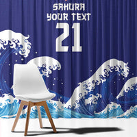 Japan Pacific Rugby Custom Window Curtain Go Sakura Japanese Wave Pattern