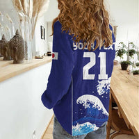 Japan Pacific Rugby Custom Women Casual Shirt Go Sakura Japanese Wave Pattern LT9 - Polynesian Pride
