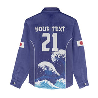 Japan Pacific Rugby Custom Women Casual Shirt Go Sakura Japanese Wave Pattern LT9 - Polynesian Pride