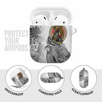 Japanese Samurai Warrior AirPods Case White Polynesian Tattoo Style - Polynesian Pride