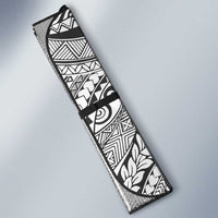Japanese Samurai Warrior Auto Sun Shade White Polynesian Tattoo Style - Polynesian Pride