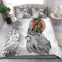 Japanese Samurai Warrior Bedding Set White Polynesian Tattoo Style