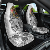 Japanese Samurai Warrior Car Seat Cover White Polynesian Tattoo Style