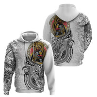 Japanese Samurai Warrior Hoodie White Polynesian Tattoo Style