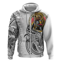 Japanese Samurai Warrior Hoodie White Polynesian Tattoo Style
