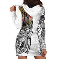 Japanese Samurai Warrior Hoodie Dress White Polynesian Tattoo Style LT9 - Polynesian Pride
