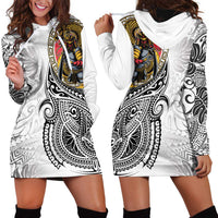 Japanese Samurai Warrior Hoodie Dress White Polynesian Tattoo Style LT9 - Polynesian Pride