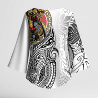 Japanese Samurai Warrior Kimono Sleeve Blouse White Polynesian Tattoo Style - Polynesian Pride
