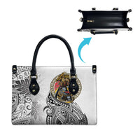 Japanese Samurai Warrior Leather Bag White Polynesian Tattoo Style - Polynesian Pride