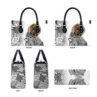 Japanese Samurai Warrior Leather Bag White Polynesian Tattoo Style - Polynesian Pride