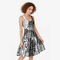 Japanese Samurai Warrior Midi Dress White Polynesian Tattoo Style - Polynesian Pride