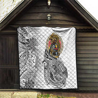 Japanese Samurai Warrior Quilt White Polynesian Tattoo Style