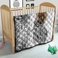 Japanese Samurai Warrior Quilt White Polynesian Tattoo Style