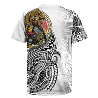 Japanese Samurai Warrior Rugby Jersey White Polynesian Tattoo Style