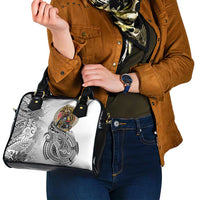 Japanese Samurai Warrior Shoulder Handbag White Polynesian Tattoo Style