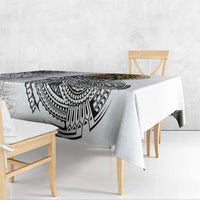 Japanese Samurai Warrior Tablecloth White Polynesian Tattoo Style