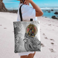 Japanese Samurai Warrior Tote Bag White Polynesian Tattoo Style - Polynesian Pride