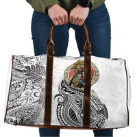 Japanese Samurai Warrior Travel Bag White Polynesian Tattoo Style - Polynesian Pride