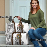 Japanese Samurai Warrior Travel Bag White Polynesian Tattoo Style - Polynesian Pride