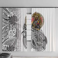 Japanese Samurai Warrior Window Curtain White Polynesian Tattoo Style