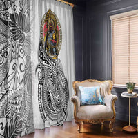 Japanese Samurai Warrior Window Curtain White Polynesian Tattoo Style