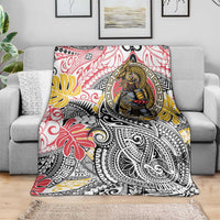 Japanese Samurai Warrior Blanket Colorful Polynesian Tattoo Style