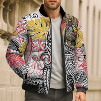 Japanese Samurai Warrior Bomber Puffer Jacket Colorful Polynesian Tattoo Style - Polynesian Pride