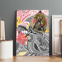 Japanese Samurai Warrior Canvas Wall Art Colorful Polynesian Tattoo Style