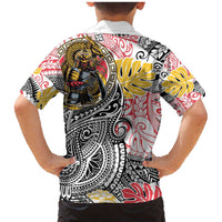 Japanese Samurai Warrior Family Matching Mermaid Dress and Hawaiian Shirt Colorful Polynesian Tattoo Style