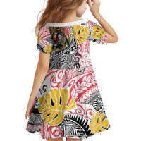 Japanese Samurai Warrior Family Matching Off Shoulder Maxi Dress and Hawaiian Shirt Colorful Polynesian Tattoo Style