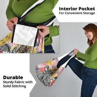 Japanese Samurai Warrior Grocery Bag Colorful Polynesian Tattoo Style