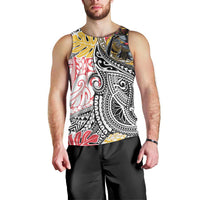 Japanese Samurai Warrior Men Tank Top Colorful Polynesian Tattoo Style