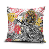 Japanese Samurai Warrior Pillow Cover Colorful Polynesian Tattoo Style LT9 White - Polynesian Pride