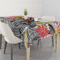Japanese Samurai Warrior Tablecloth Colorful Polynesian Tattoo Style