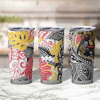 Japanese Samurai Warrior Tumbler Cup Colorful Polynesian Tattoo Style