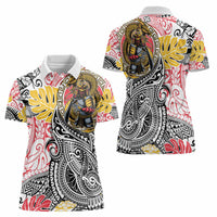 Japanese Samurai Warrior Women Polo Shirt Colorful Polynesian Tattoo Style