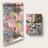 Japanese Samurai Warrior Wrapping Paper Colorful Polynesian Tattoo Style - Polynesian Pride