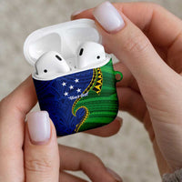 Solomon Islands Independence Day 1978 Personalised AirPods Case Polynesian Pattern with Flag Style LT9 - Polynesian Pride