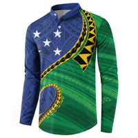 Solomon Islands Independence Day 1978 Personalised Button Sweatshirt Polynesian Pattern with Flag Style