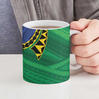 Solomon Islands Independence Day 1978 Personalised Ceramic Mug Polynesian Pattern with Flag Style - Polynesian Pride