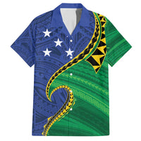 Solomon Islands Independence Day 1978 Personalised Family Matching Off Shoulder Short Dress and Hawaiian Shirt Polynesian Pattern with Flag Style