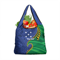 Solomon Islands Independence Day 1978 Personalised Grocery Bag Polynesian Pattern with Flag Style