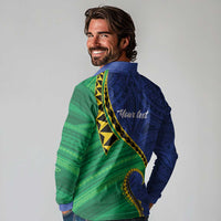Solomon Islands Independence Day 1978 Personalised Long Sleeve Polo Shirt Polynesian Pattern with Flag Style