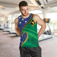 Solomon Islands Independence Day 1978 Personalised Men Tank Top Polynesian Pattern with Flag Style