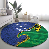 Solomon Islands Independence Day 1978 Personalised Round Carpet Polynesian Pattern with Flag Style