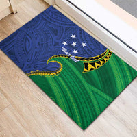 Solomon Islands Independence Day 1978 Personalised Rubber Doormat Polynesian Pattern with Flag Style